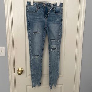 American Eagle ripped skinny jeans.